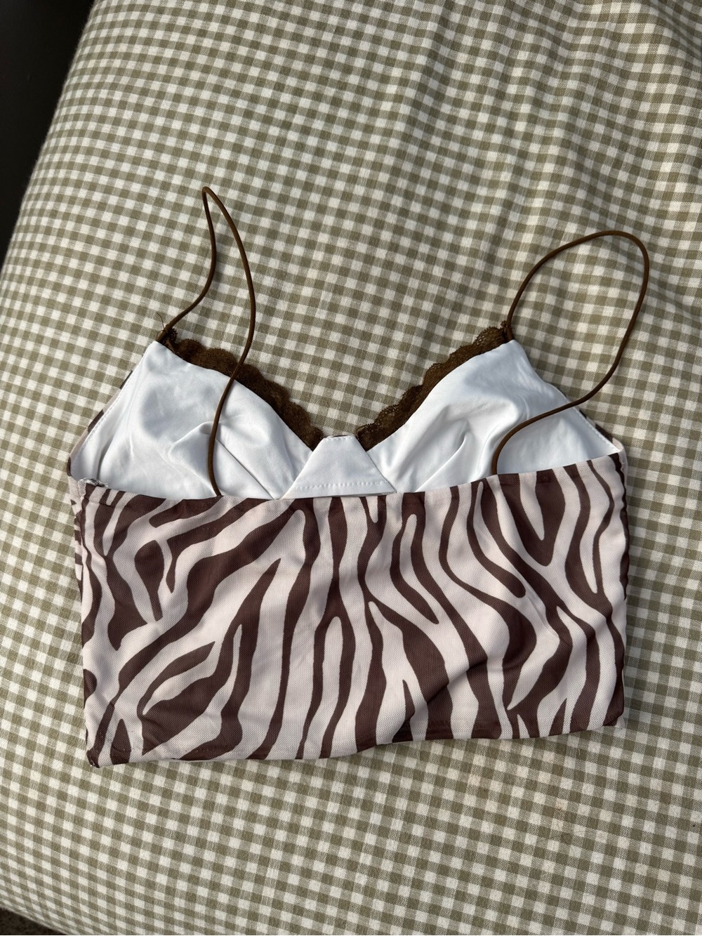 Princess Polly Zebra-Print Cami with Lace Trim - Brown & White - Picture 4 of 5
